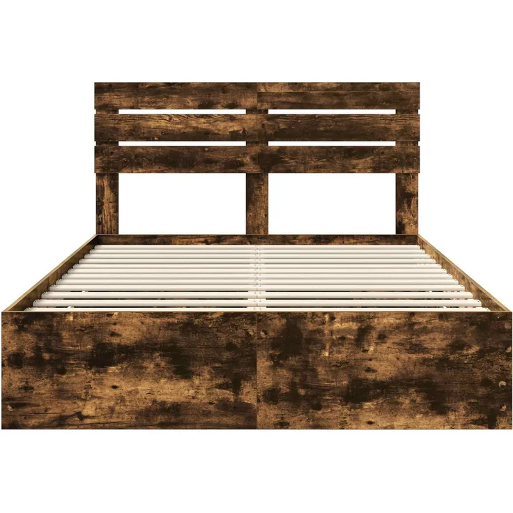 vidaXL Bettrahmen Geräucherte Eiche 140 x 200 cm Ingenieurs Holz 3411507 – Bild 7