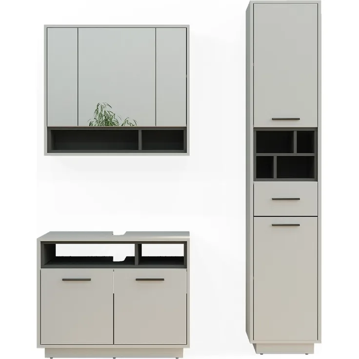 Badmöbel-Set Beatrice Grau 3-teilig Vicco