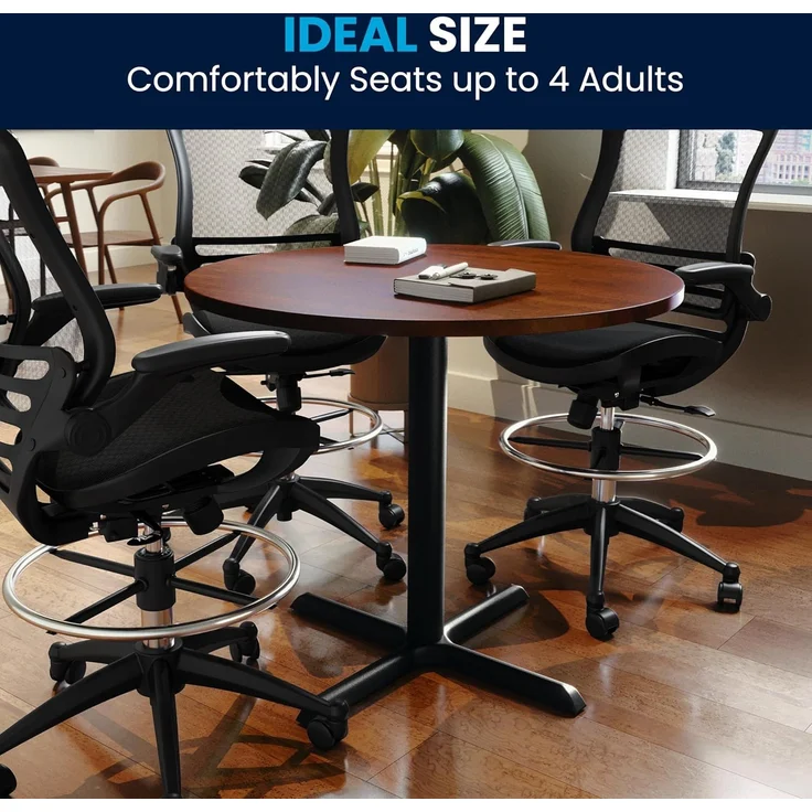 Flash Furniture Chapman 91,4 cm runder Mehrzweck-Konferenztisch, Business-Tisch für Büro und Konferenzräume, Kirsche – Bild 4