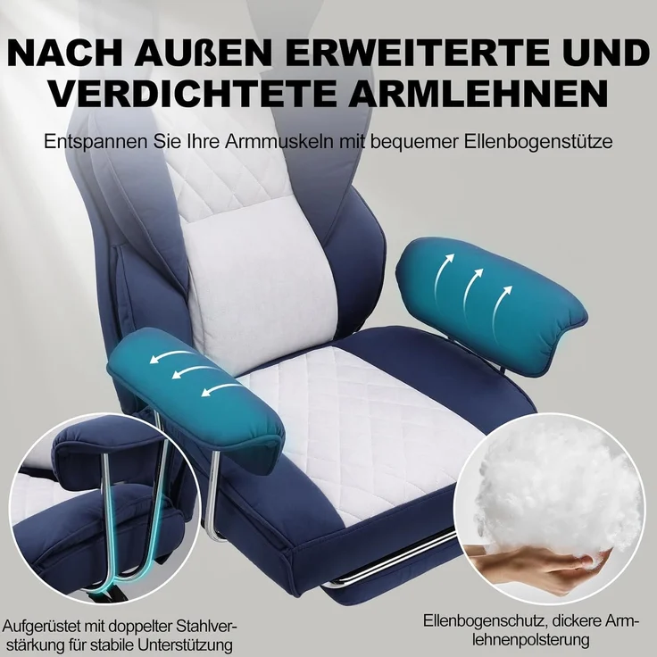 GTPLAYER Gaming-Stuhl Bürostuhl Gamer Stuhl gaming stuhl Schreibtischstuhl Chefsessel, mit Taschenfeder-Lendenwirbelstütze, breiter Büro-Computersessel – Bild 8