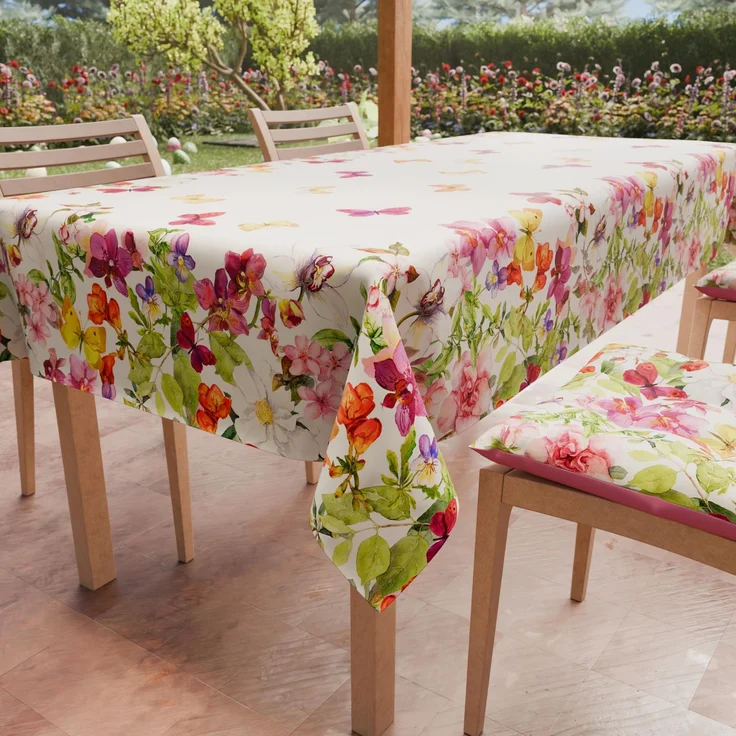 PETTI Artigiani Italiani - Tischdecke, schmutzabweisend, quadratisch, 180x180 cm, Küchentischbezug, Design: Schmetterlinge, X8-Sitzer (180x180 cm), 100% Made in Italy