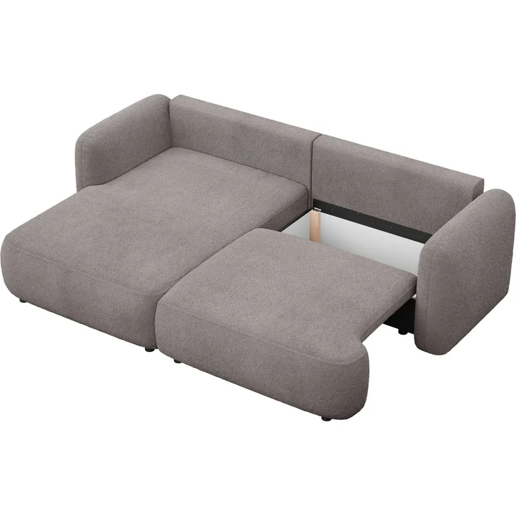 Selsey Tvoya Ecksofa mit Schlaffunktion, Ottomane links, Bouclé Graubraun – Bild 7