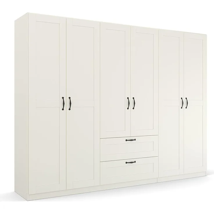 Kleiderschrank QUADRA SPIN Cottage weiß 6-trg 271 cm