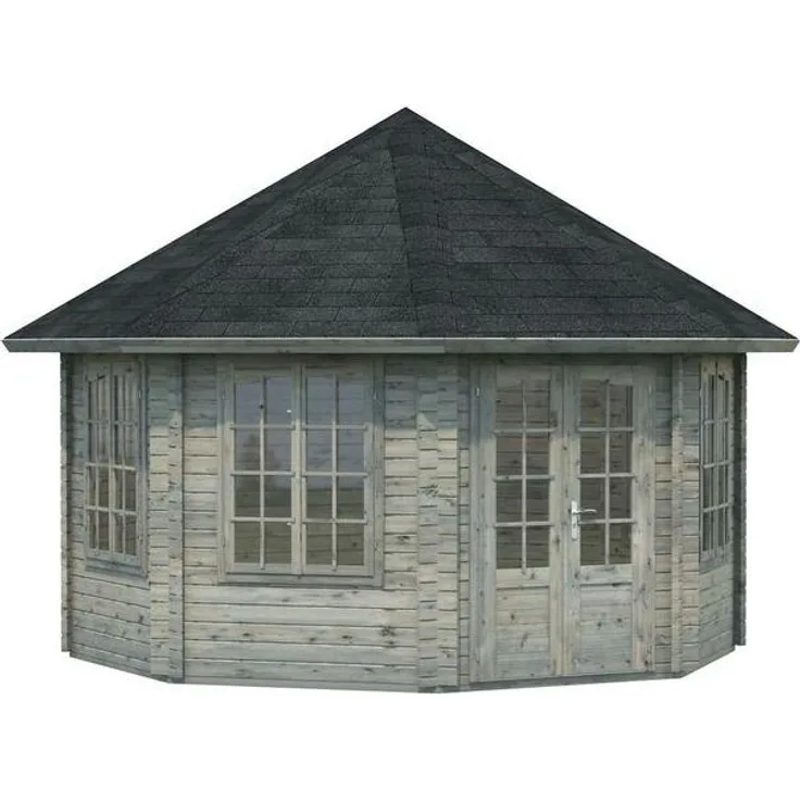 Palmako Holz Pavillon Hanna, 14,1 m², grau tauchgrundiert