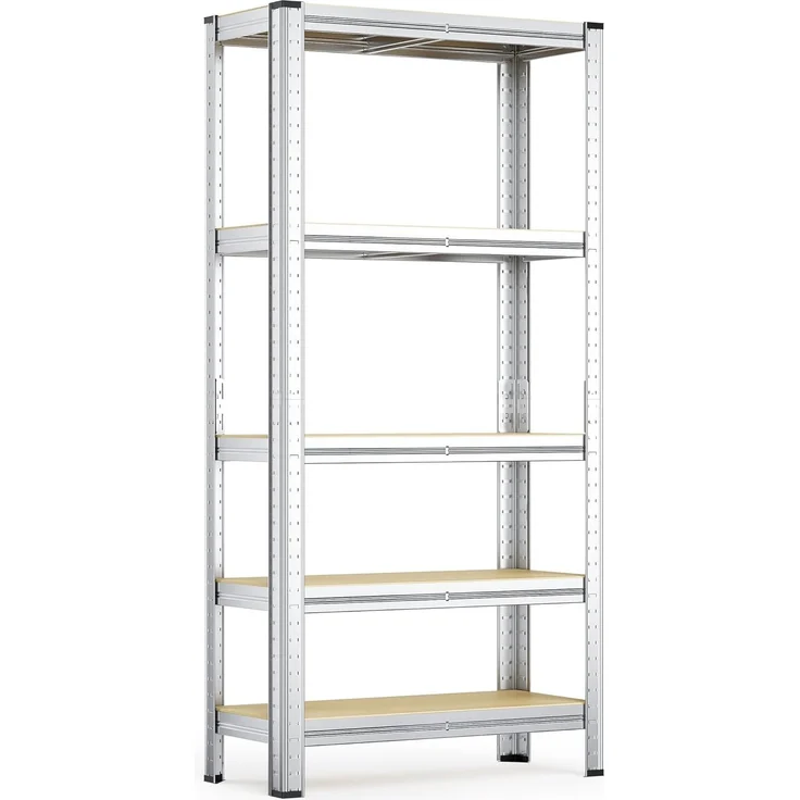 Wiltec Schwerlastregal 180 x 90 x 30 cm, Gesamtlast 875kg, Steckregal verzinkt aus Stahl, Lastenregal mit 5 Ablagen, Werkstattregal – Bild 1