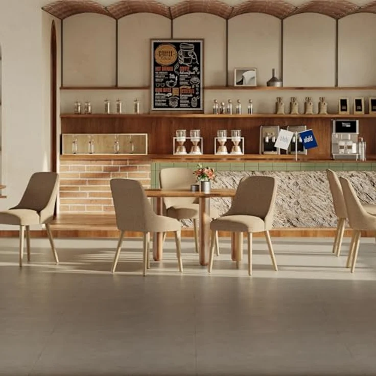 COLAMY Esszimmerstühle 6er Set, Gepolsterter Stuhl mit Holzbeinen, Hohe Rückenlehne für Esszimmer/Restaurant/Café, Kamel – Bild 7