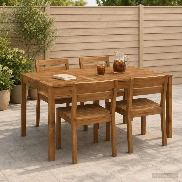 vidaXL Gartentisch LAREN Natur 147 x 88,5 x 75 cm Massivholz Akazie 901252 – Bild 1