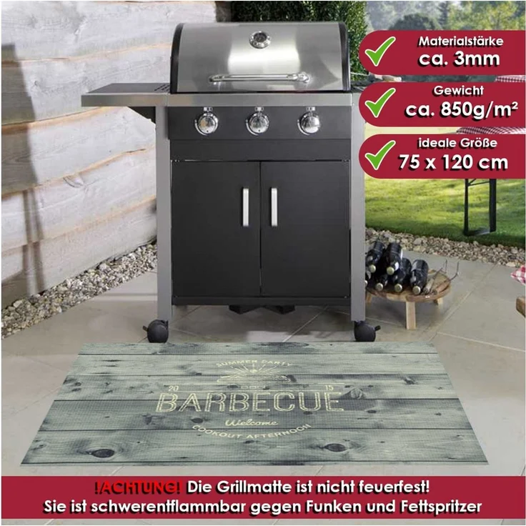 DecoHomeTextil Heimtextilmanufaktur Fußmatte Grillmatte Bodenmatte 75x120 Anti-Rutsch-Funktion – Bild 2