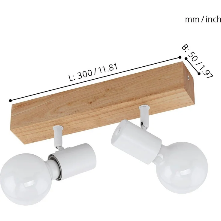 EGLO Deckenspot TOWNSHEND 3, ohne Leuchtmittel, Spot, Schlafzimmer, Flurlampe, L30 x B5 cm, 2X60W exkl. – Bild 2