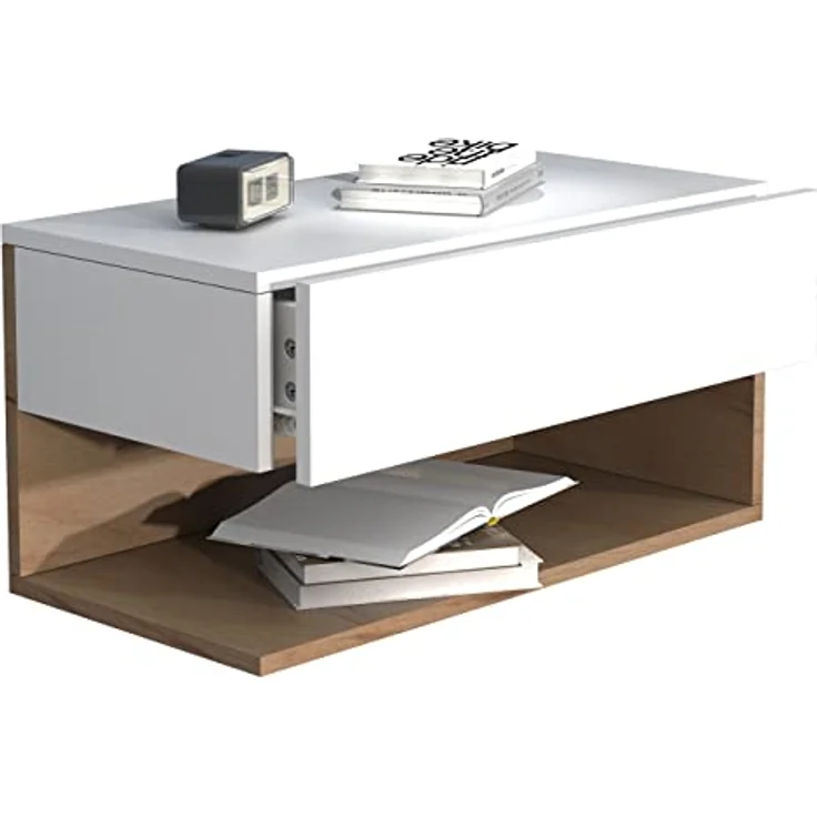 MID.YOU Nachtschrank, Weiß aus Holzwerkstoff mit 1 Schublade, 60x30x32 cm für Schlafzimmer – Bild 4