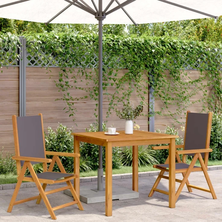 vidaXL Gartenstühle 2 Stk. Anthrazit Massivholz Akazie & Stoff 367658 – Bild 3