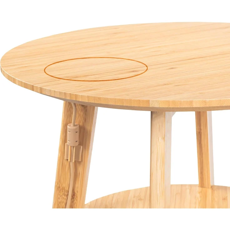 kamelshopping Beistelltisch Beistelltisch aus Bambus-Holz mit Qi Ladestation für Handys, max 10 Watt ohne Netzteil, rund oder eckig, ca. 48 cm hoch – Bild 5