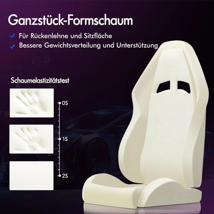 Gaming-Stuhl LED Racing Gamer mit 12-Farben RGB Massage Lordosenstütze Fußstütze – Bild 8