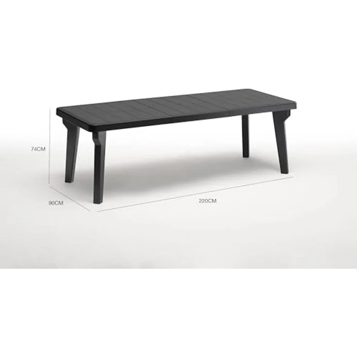 Dmora - Tisch im Freien Mercurio, rechteckiger Regal, ausziehbarer Garten- oder Bartisch, 100% Made in Italy, 160-220x90h74 cm, Anthrazit – Bild 2
