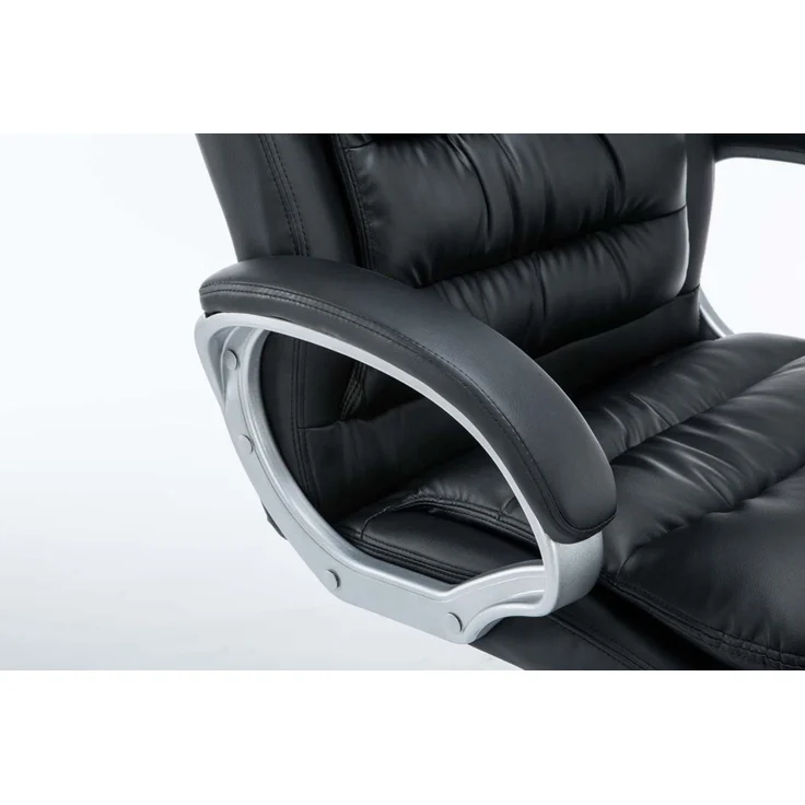 Bürostuhl SOUK - 116x68x77, Schwarz Kunstleder Metall in Chromoptik Gestell ergonomische Bürostühle Homeoffice Stuhl mit Rollen – Bild 5