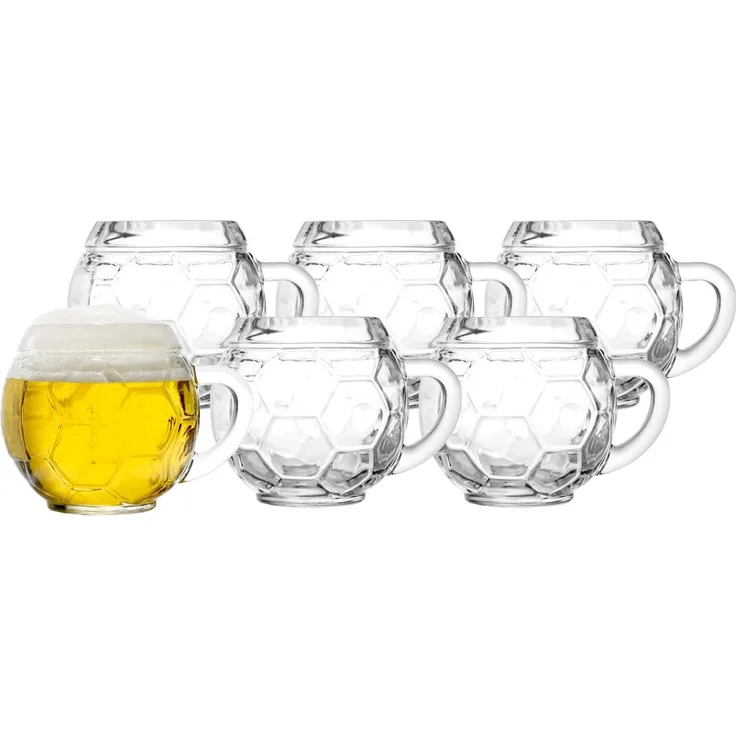 Stölzle Oberglas Bierkrug 0,4 l Fußballkanne 6er Set