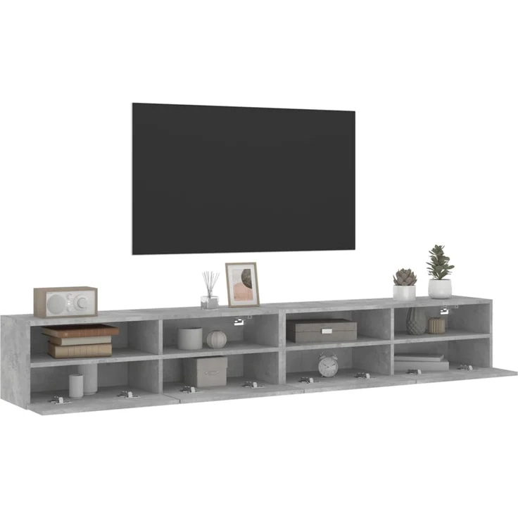 2 pcs TV-Wandschrank, TV Hängeboard Hängeschrank Betongrau 100x30x30 cm Holzwerkstoff – Bild 5