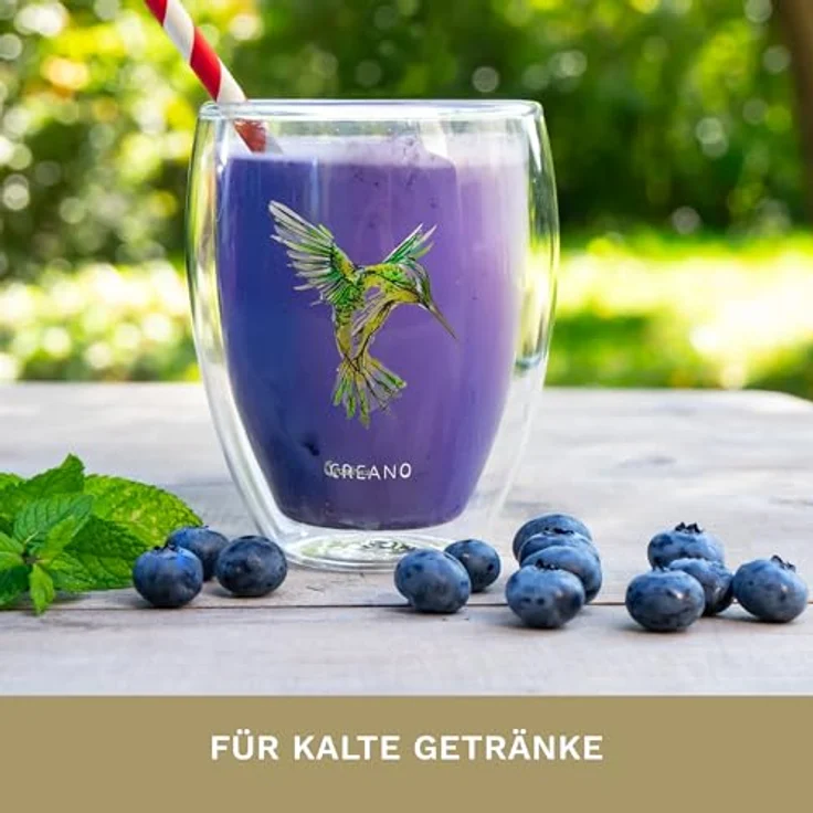 Creano Teeglas Tee-Glas, Latte Machiato, Thermobecher Kolibri Grün, 250ml, Borosilikatglas, 1x bedrucktes Glas – Bild 6
