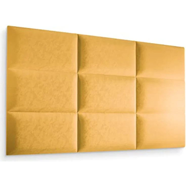 Muralo Wandkissen Polsterpaneel für Schlafzimmer und Wohnzimmer Wandpolster Bettkopfteil Lendekissen Modern Luxus Paneel Gepolstert (60x30 cm, Gelb) – Bild 6