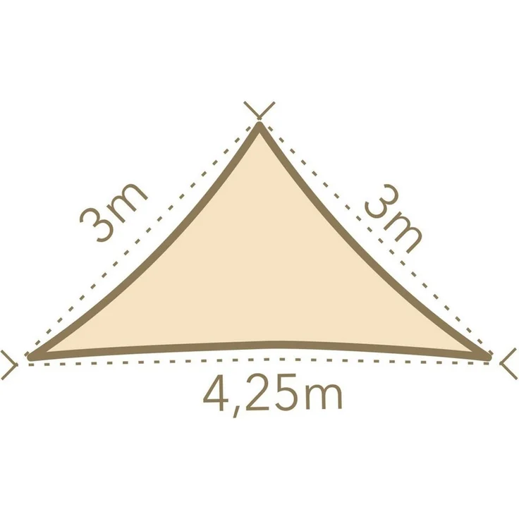 anndora Sonnensegel 3 x 3 x 4,25 m dreieckig 100% Polyester beige, wasserdichter Stoff – Bild 3