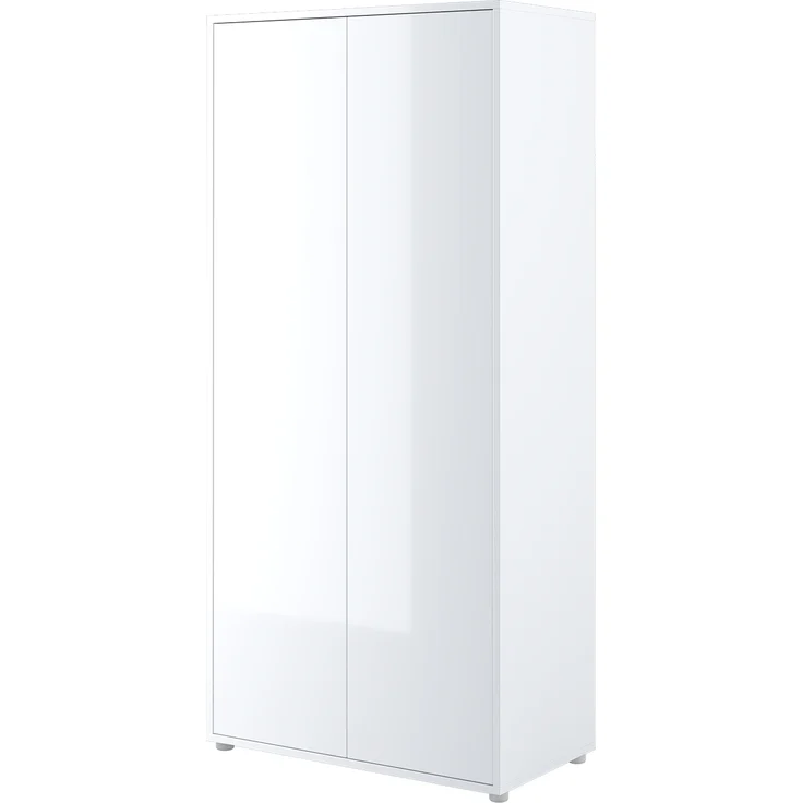 MEBLINI Kleiderschrank 2 Türig für Schrankbett Bed Concept - Drehtürenschrank mit Einlegeböden und Kleiderstange - BC-20 - Weiß Hochglanz/Weiß – Bild 1