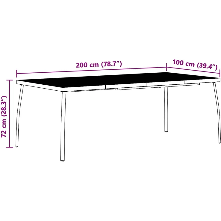 vidaXL Essgruppe 9 stk. Anthrazit 200 x 100 x 72 cm Stahl 3422865 – Bild 8