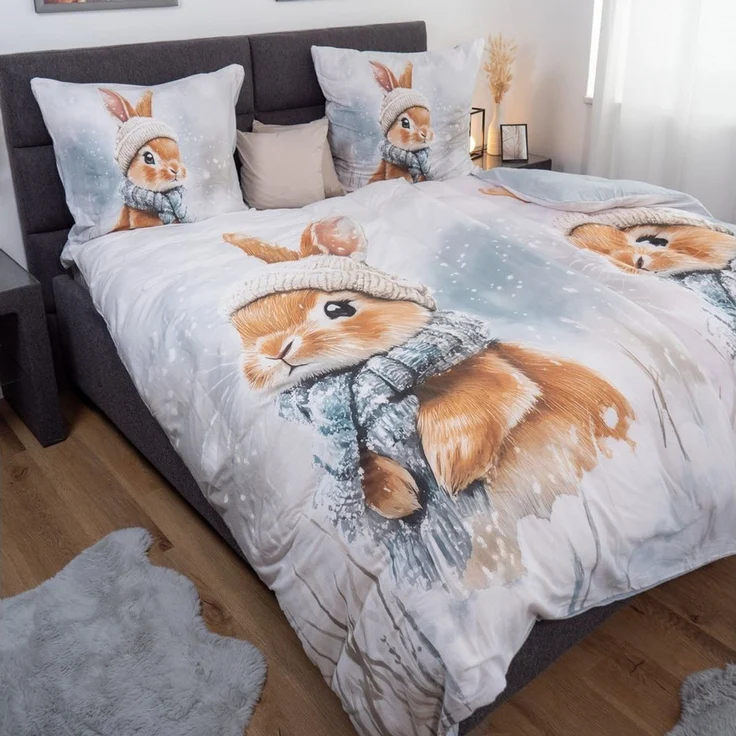 good morning Bettwäsche Comfort Baumwolle, Flanell, 2 teilig, Hase, Winter, Wendebettwäsche – Bild 2