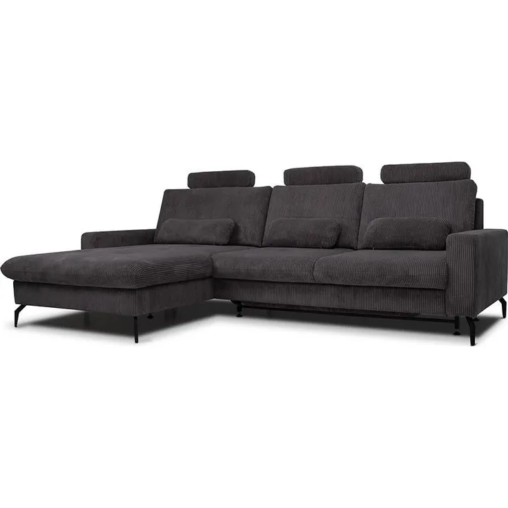 Vitalispa Sofa L Form Anthrazit 302 x 180 cm mit Bettkasten, Beata