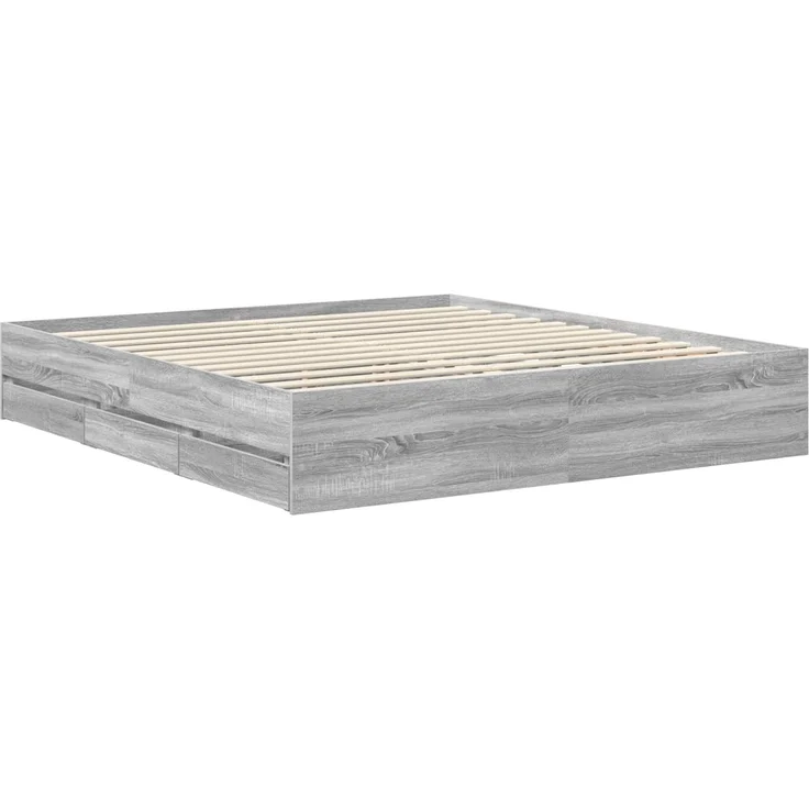 vidaXL Bettrahmen Graues Sonoma 180x200 cm Ingenieurs Holz 3411488 – Bild 5
