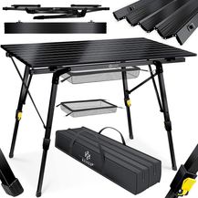 Bild für KESSER® Campingtisch faltbar Klapptisch Camping Tisch mit Aluminiumrahmen Aufrollbare Tischplatte Falttisch klappbar mit Höhenverstellung inkl. Tragetasche mit Trageband 90 x 53cm