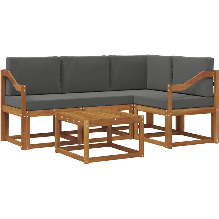 vidaXL Outdoor-Sofagarnitur mit Kissen 5 pcs Natur und Anthrazit 3366375 – Bild 2