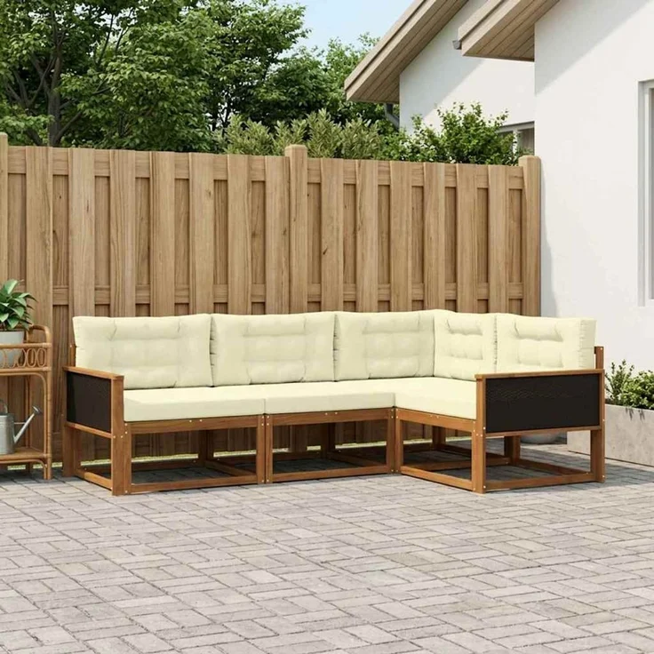 vidaXL Outdoor-Sofagarnitur 4 stk. 4-Sitzer Natur und Creme 3382513 – Bild 1