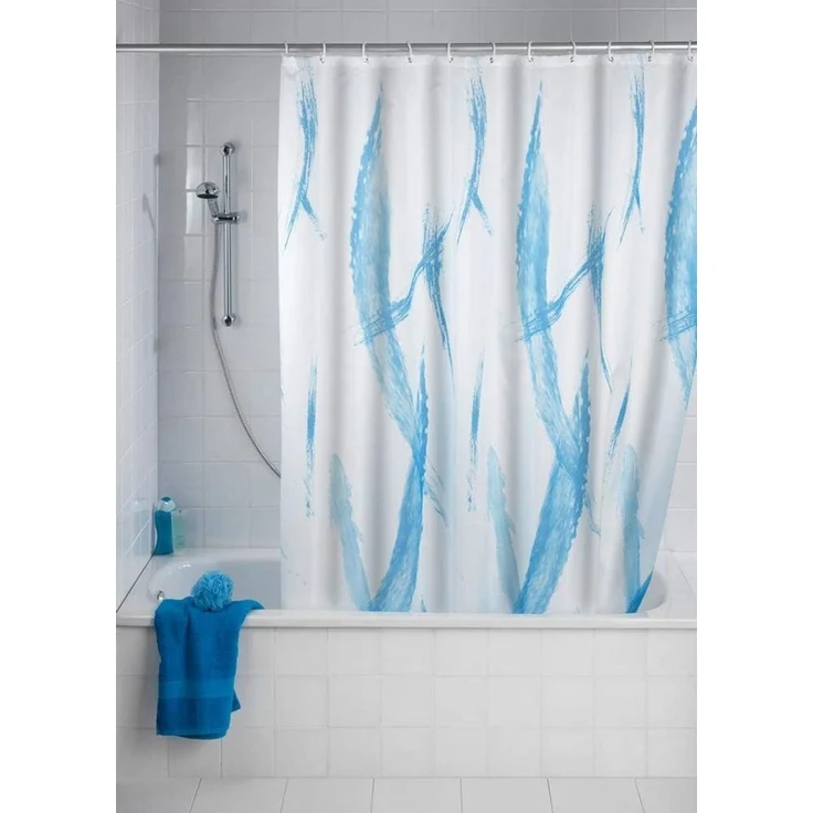 WENKO Duschvorhang Badevorhang waschbar, mit 12 Duschvorhangringen, 100 % Polyester – Bild 1