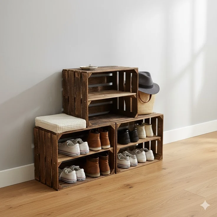 Holzkisten Geflammt 50 x 40 x 30cm mit Regalböden Lang DIY – Bild 5