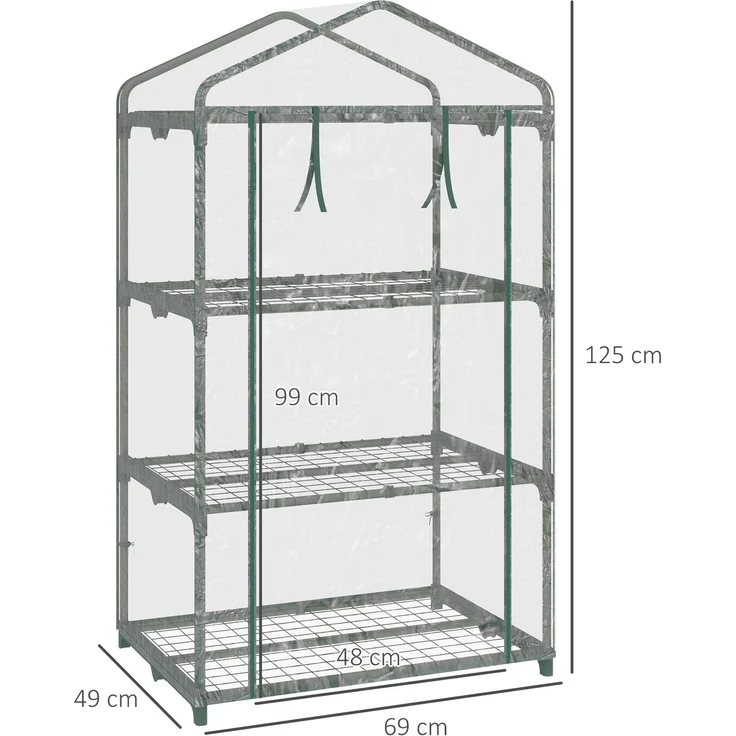 MELAYR, Gewächshaus mit Regale, winterfest Foliengewächshaus Treibhaus für Balkon 69 x 49 x 125 cm Transparent – Bild 5