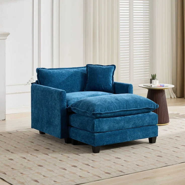 ZUBALIYA Sofa mit LED - Beleuchtung, mit Chenille - Bezug, mit Cordbezug, modular aufgebaut, aus Chenille, für Wohnzimmer und Apartments – Bild 6