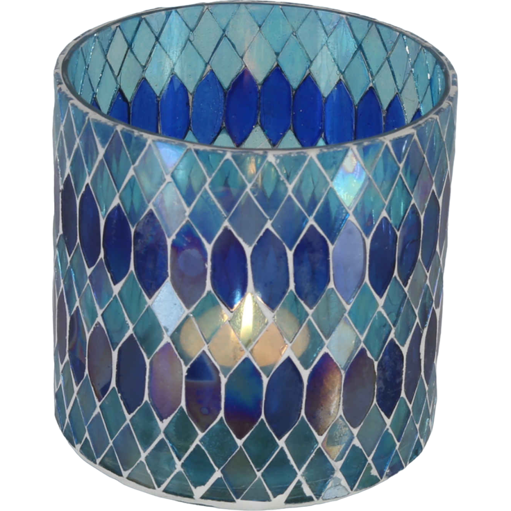 Marokkanisches Mosaik Windlicht Rayan Dunkelblau M – Bild 4