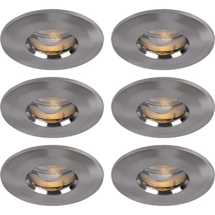 6er Set, LED Einbauleuchten, Alu, gebürstet, IP65, D 8,7 cm