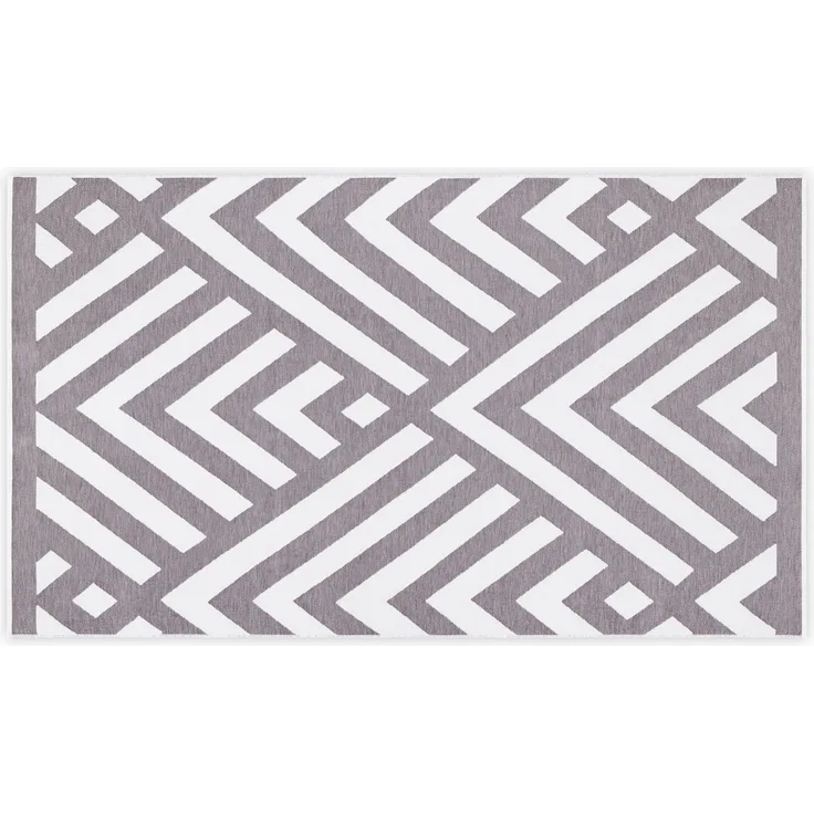 Mijolnir 'Geometric - Grey' Fouta (Strandtuch), Grau / Weiß, 100 x 180 cm