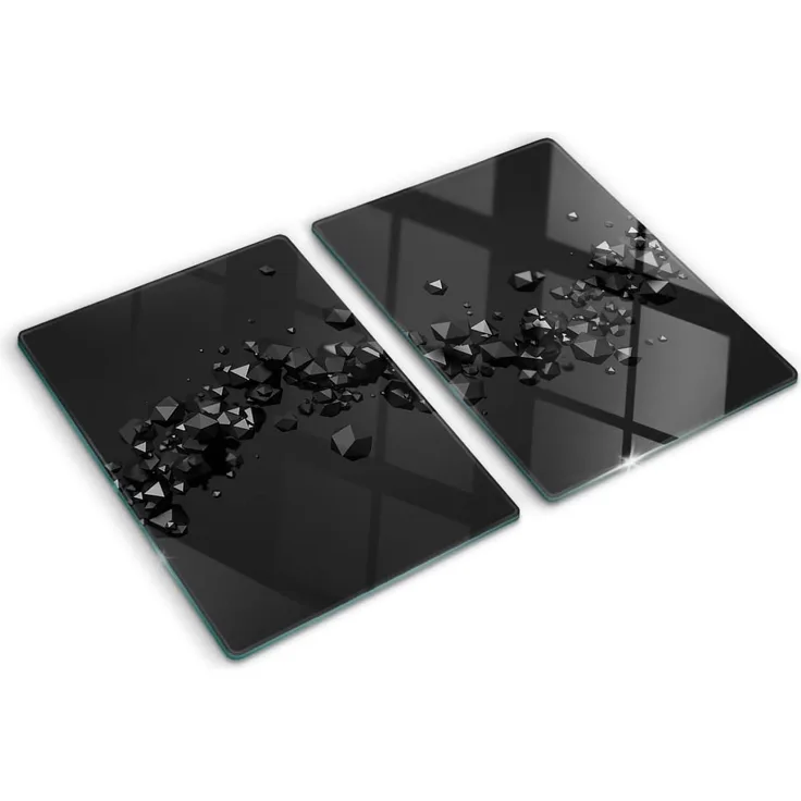 Tulup Schneidebrett Abdeckung Spritzschutz Schwarz Herdabdeckplatte Kochplattenabdeckung, (2-St, 4 Größenvarianten), Arbeitsplatte Herdschutz - 3D Abstraktion