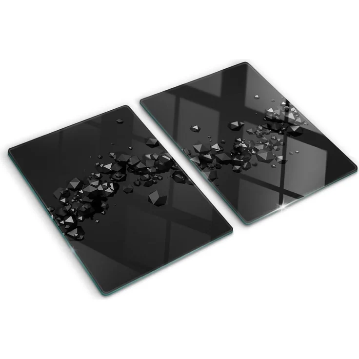 Tulup Schneidebrett Abdeckung Spritzschutz Schwarz Herdabdeckplatte Kochplattenabdeckung, (2-St, 4 Größenvarianten), Arbeitsplatte Herdschutz - 3D Abstraktion