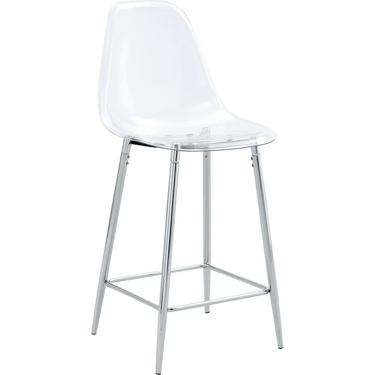 Transparentes Barhocker-Set, 4er-Pack, mit Metallgestell in Silber/Gold/Schwarz, Moderne Design-Stühle für Küche, Bar oder Esszimmer (Nur Stühle, ohne Tisch)--Silber--102x45x51cm--YOUDENOVA – Bild 7