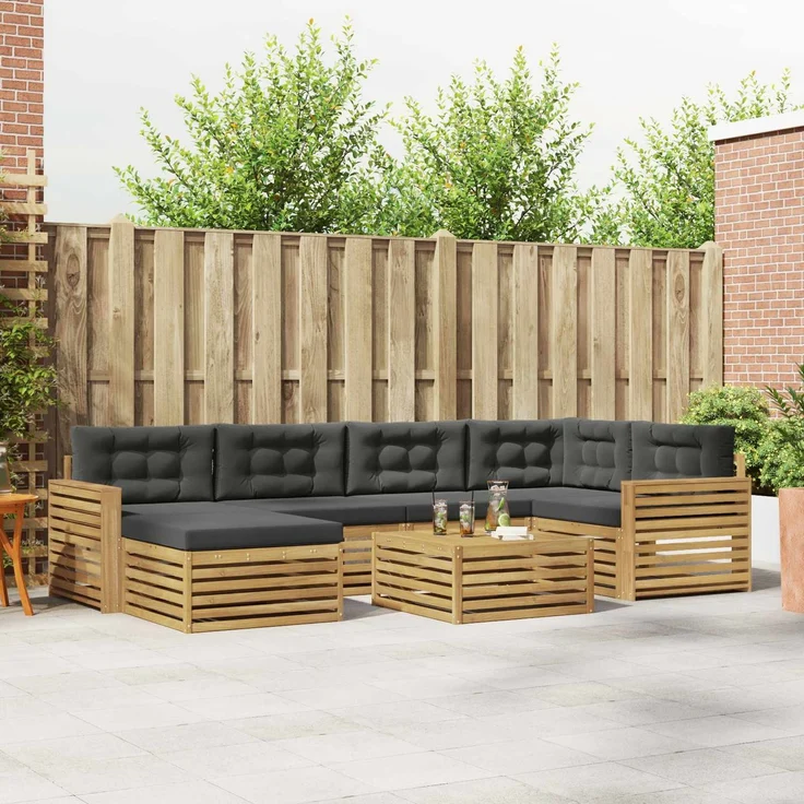vidaXL Outdoor-Sofagarnitur 7 stk. 6-Sitzer Weiß und Anthrazit 3390812 – Bild 1
