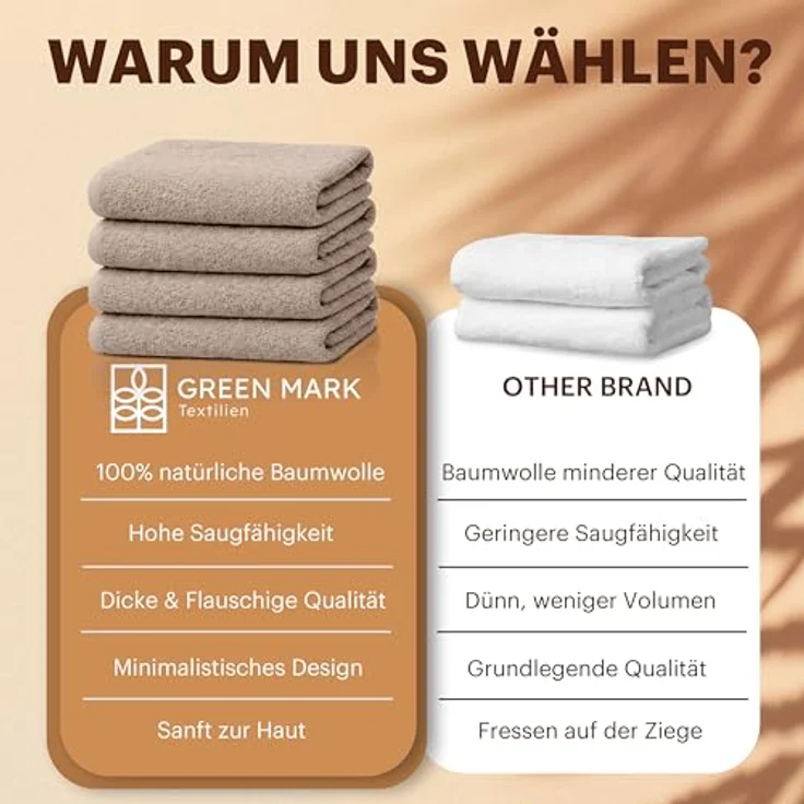NatureMark 4er Pack Duschtücher, Größe 70x140 cm, Sand/Beige, 100% Baumwolle – Bild 8