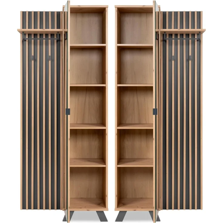 Kompaktgarderobe Madem in Artisan Eiche und Anthrazit 80 x 190 cm – Bild 7