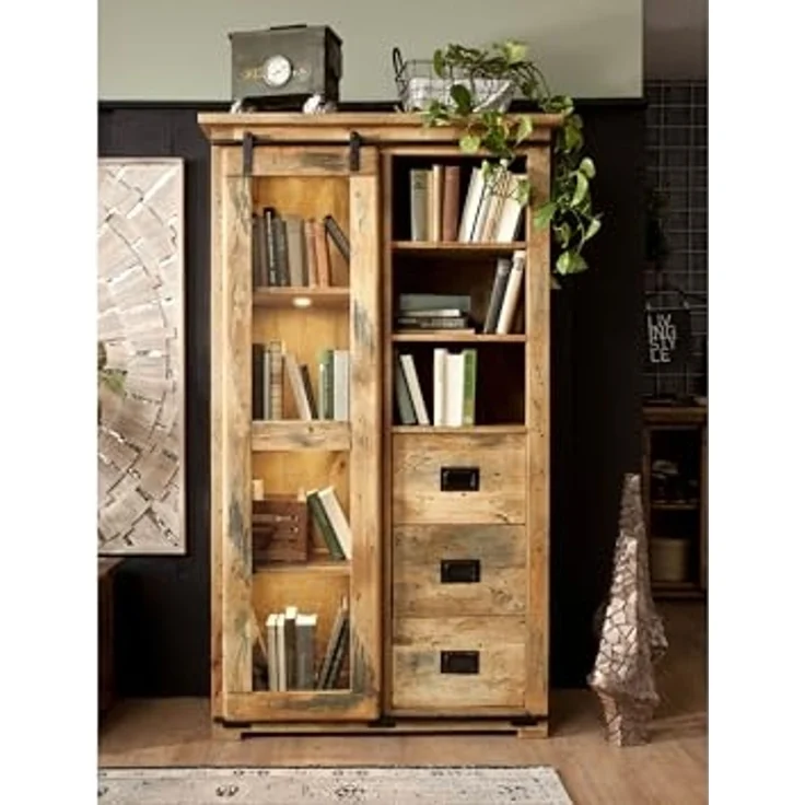 Vitrine Mango 100x45x175 natur lackiert RAILWAY #126 – Bild 2