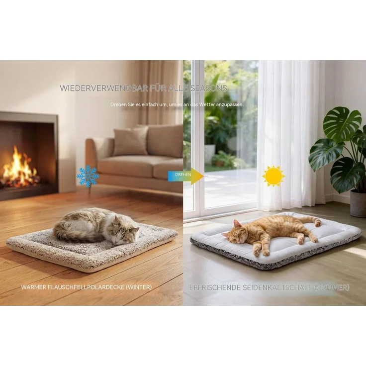 Ledander Hundematte Kühlmatte für Hunde, selbsterwärmendes Katzenbett, wendbares Design, Warm im Winter und kühl im Sommer,Thermo / Hundekissen / kühlend – Bild 3
