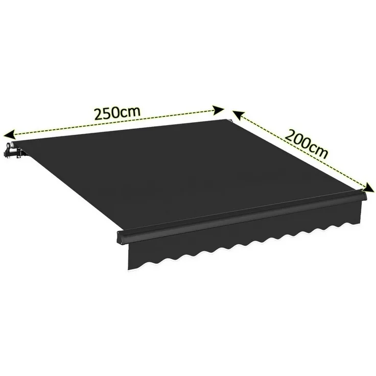 Clanmacy Kassettenmarkise Markise Elektrisch mit Fernbedienung Polyester Anthrazit 2,5x2 m