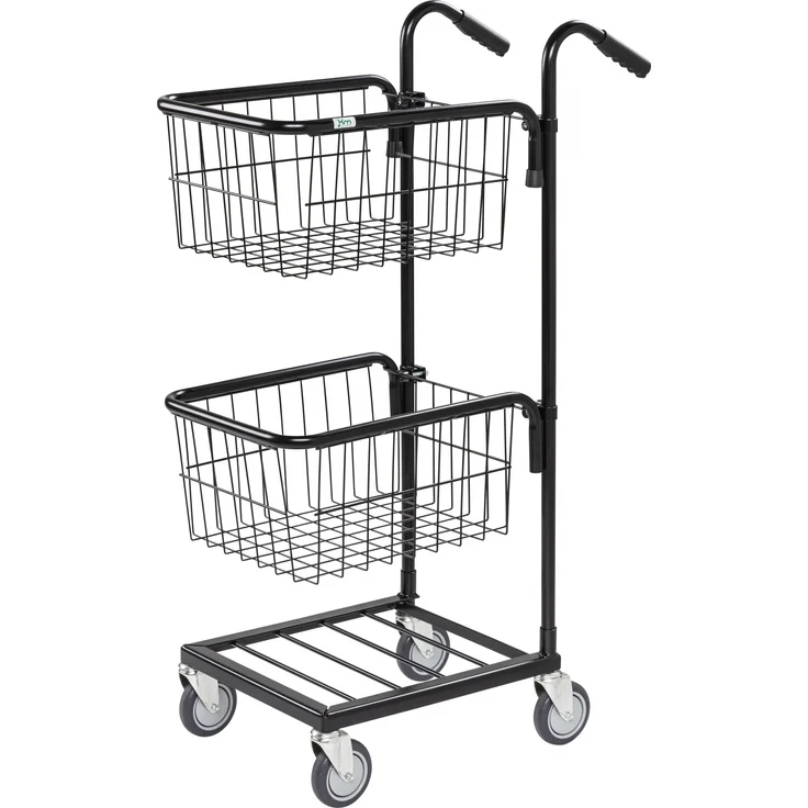 Kongamek Mini- Servierwagen in schwarz mit 2 Körben 415x355x220mm ohne Bremse