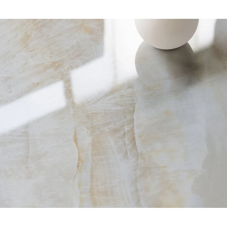 Esstisch Edge 300x100 cm Keramik Onyx Pearl Metall Schräg Weiß – Bild 5